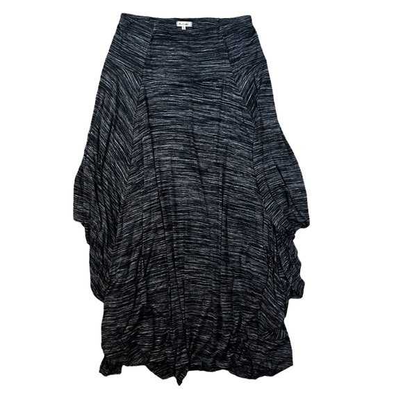 Mod-o-doc NWT Medium Space Dyed Jersey Round Midi Skirt Black Heather - Picture 3 of 9